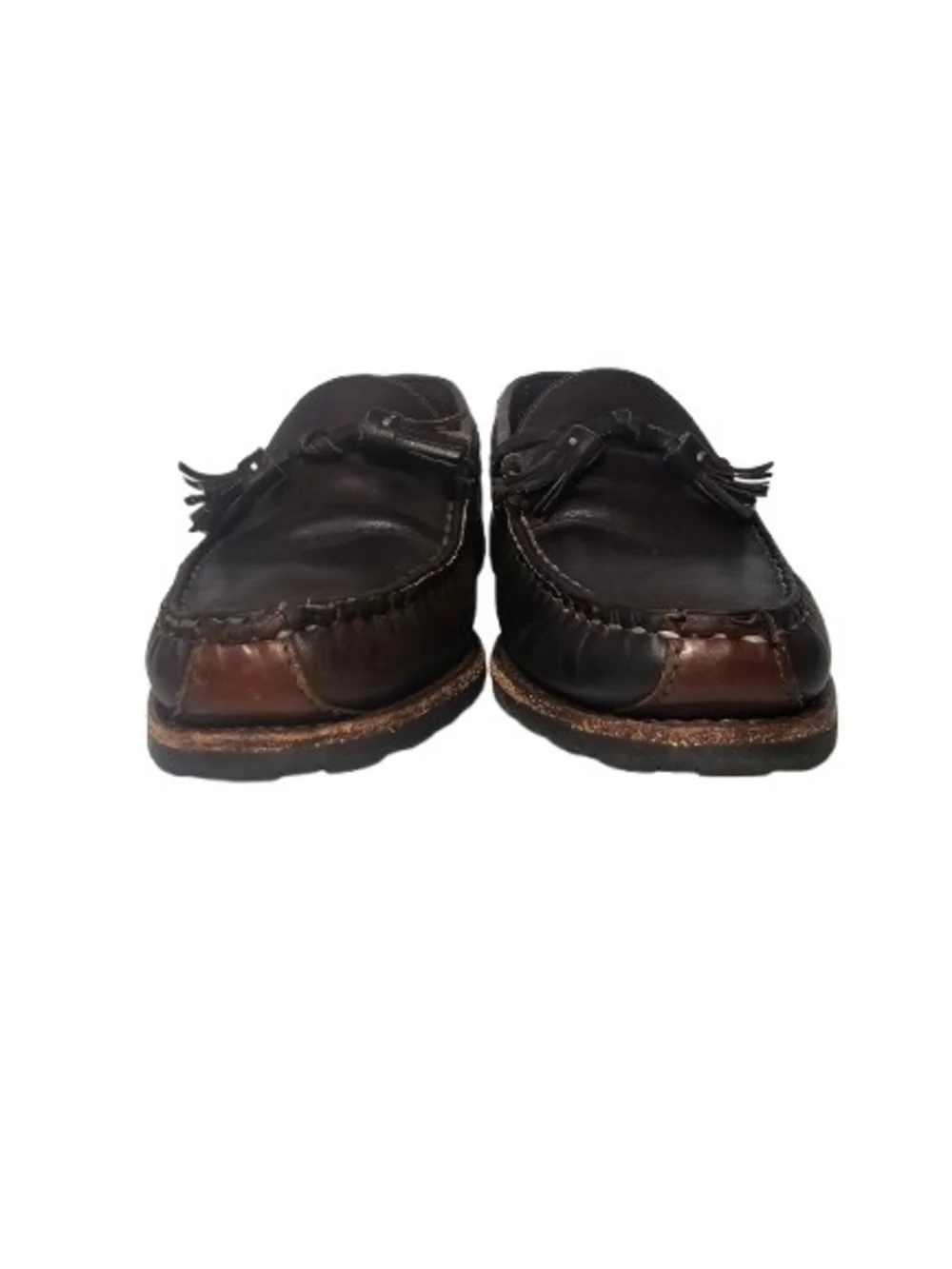 Vtg Allen Edmonds Kingsfield brown Leather slip-on loafers tassels Mens 8D Shoes